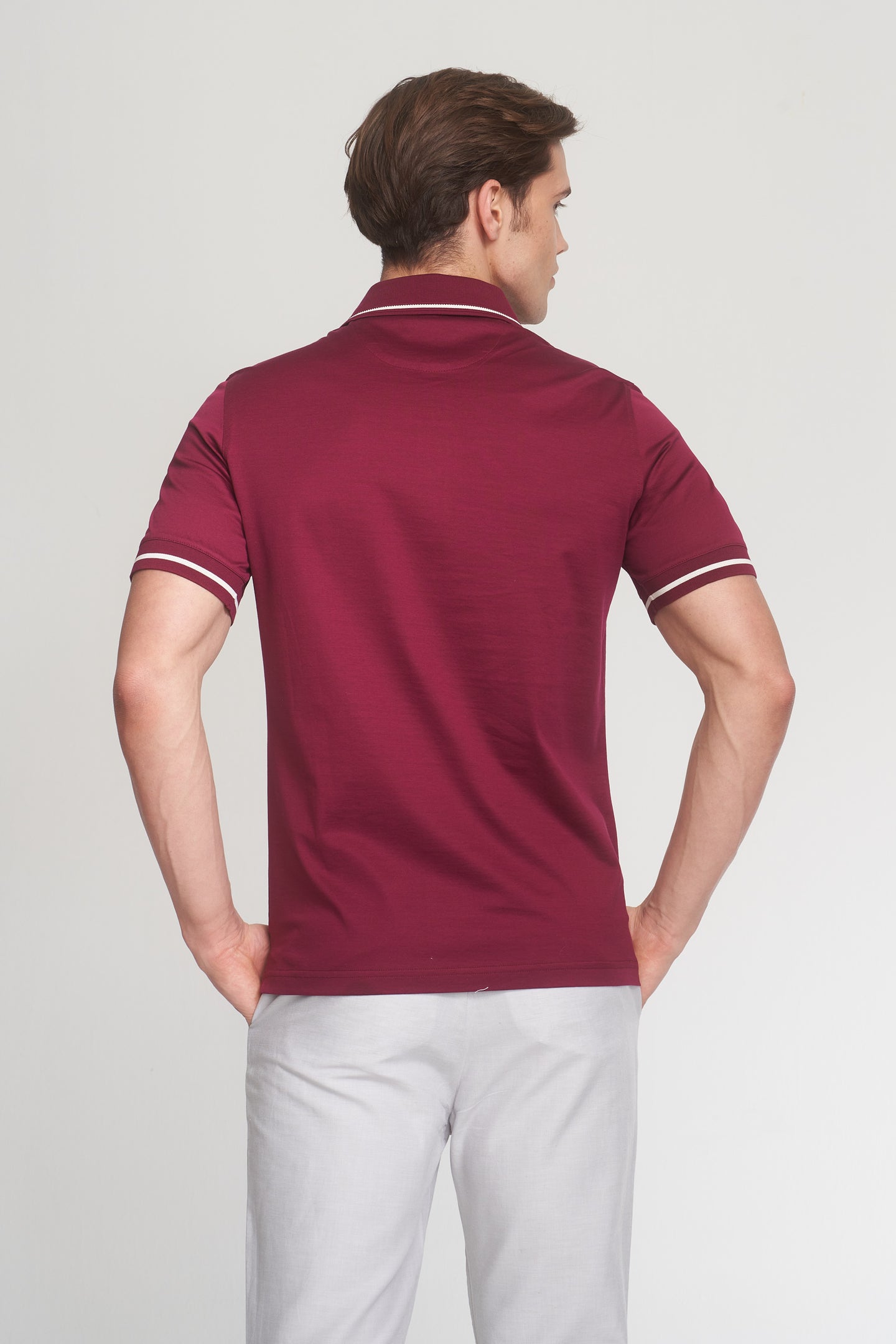 Cherry Mercerized Cotton Buttoned Polo T-Shirt